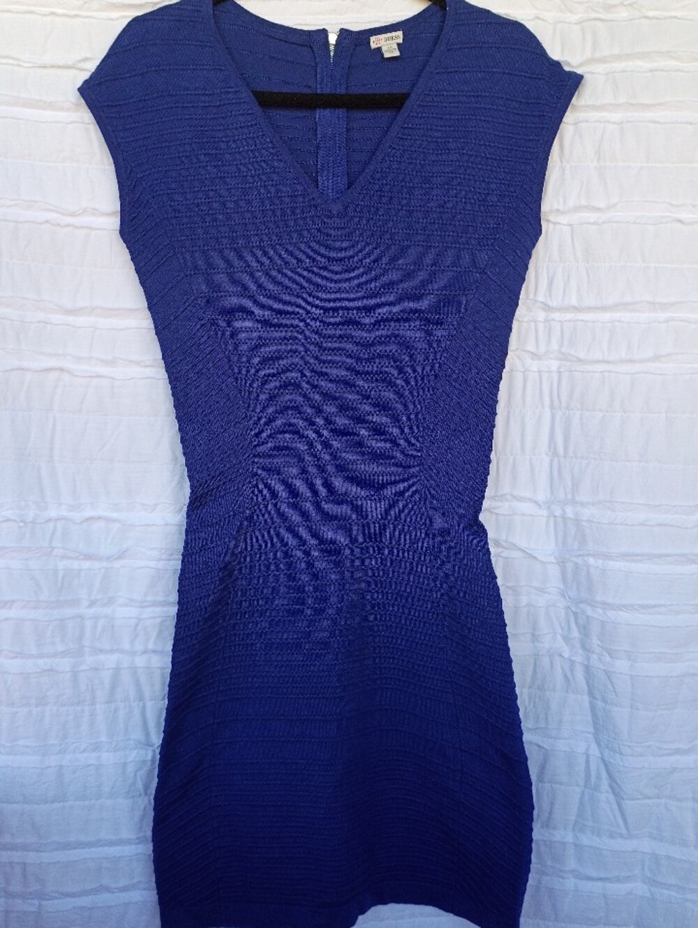 GUESS Veronique Royal Blue Ribbed Dress Size L